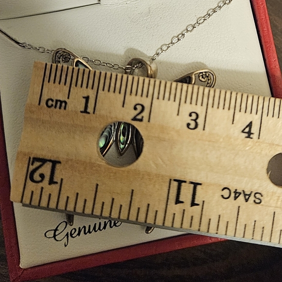 Genuine Abalone Butterfly Pendant Necklace NEW - Picture 9 of 9